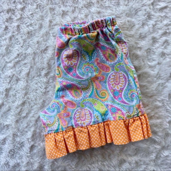 Paisley orange ruffle shorts 0-3m elastic waist - Picture 5 of 5